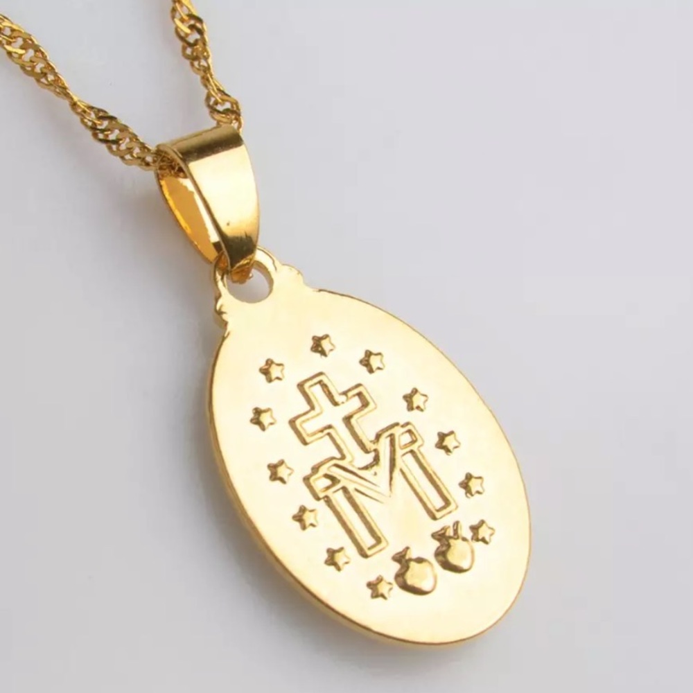 Gold chain necklace Virgin Mary pendant necklace - Picture 2 of 5